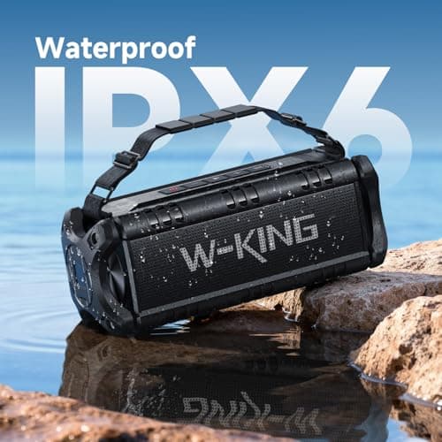 W-KING Bluetooth Speaker, 90W Max Portable Outdoor Speaker Loud, IPX6 Waterproof/50W Deep Bass Subwoofer/40H/EQ/Dual Pairing/TF/AUX, Large Boombox Speakers Bluetooth Wireless for Party/Beach/Jobside