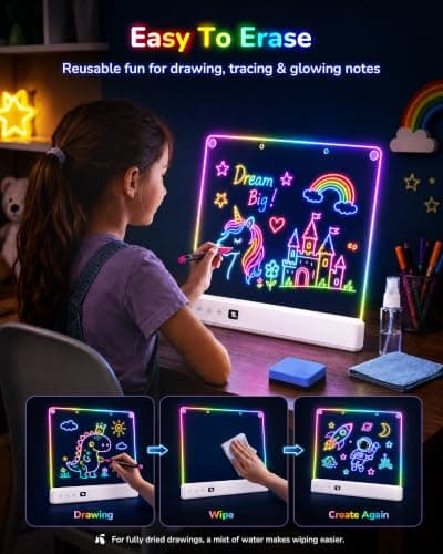 Aullsaty 16.5-Inch LED Drawing Board for Kids, Rechargeable Light Up Dry Erase Board with 16 Light Effects, 7 Markers and Tracing Kit, Birthday or Christmas Gift for Boys and Girls Ages 3-12 B0H7HFPLFM