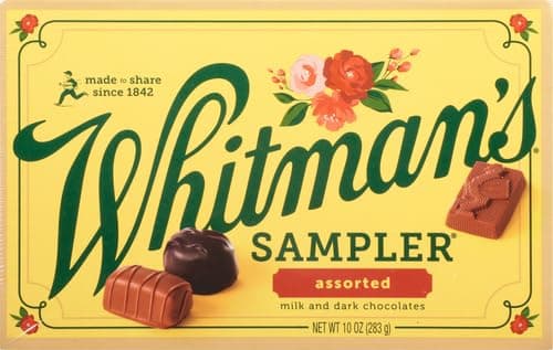 WHITMAN'S SAMPLER Assorted Milk & Dark Chocolate Candy Gift Box, 10 oz.