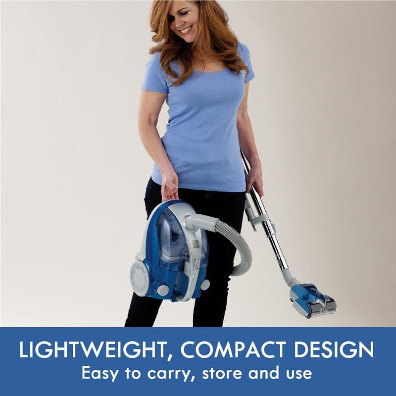 Kenmore Pet-Friendly Lightweight HEPA Canister Vacuum with Variable Modes, Retractable Cord, and Pet Brush - Blue