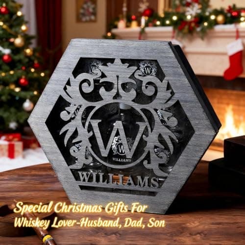 Personalized Whiskey Decanter Set for Men Home Bar Custom Liquor Decanters Wooden Box Whiskey Glasses Set Gifts for Husband Dad Men Cave Christmas Birthday Anniversary Valentine‘s Day
