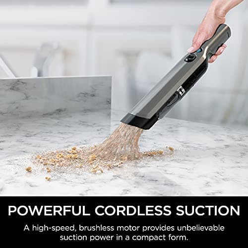 Shark WV201 WANDVAC Handheld Vacuum, Lightweight at 1.4 Pounds with Powerful Suction, Charging Dock, Single Touch Empty and Detachable Dust Cup,Graphite, Slate