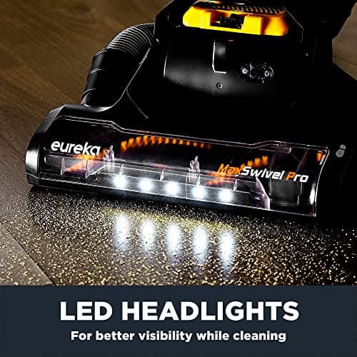 Eureka Powerful Upright Vacuum Cleaner for Home Pet Hair, Lightweight Household Upright Vacuum for Carpet and Hard Floor, MaxSwivel Pro NEU350 with Pet Tool, Yellow