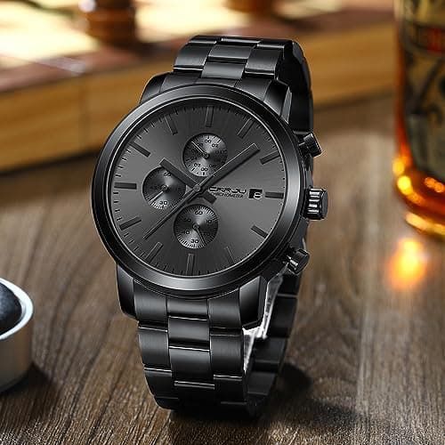 CRRJU Mens Stylish Casual Quartz Watches for Men Luxury Waterproof Calendar Chronograph Japan Movement Wristwatches