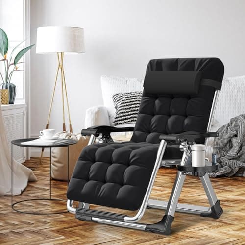 ABORON Zero Gravity Chair,Premium Outdoor Lawn Folding Lounge Chairs,Sturdy Adjustable Reclining Patio Chairs with Removable Cushion,Headrest & Tray