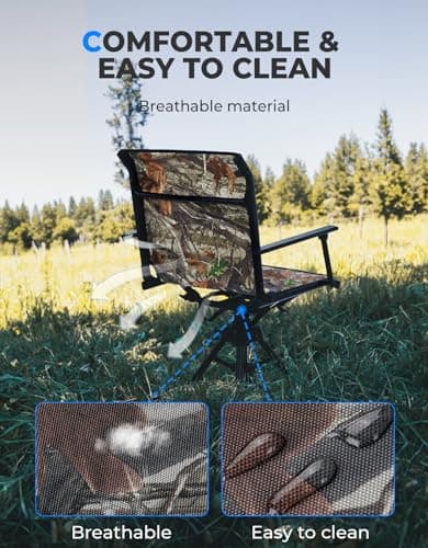 KEMIMOTO Hunting Blind Chair 360 Degree Silent Swivel, 300 Lbs Height Adjustable Quick Folding Portable Comfortable Hunting Deer Fishing Ground Chair
