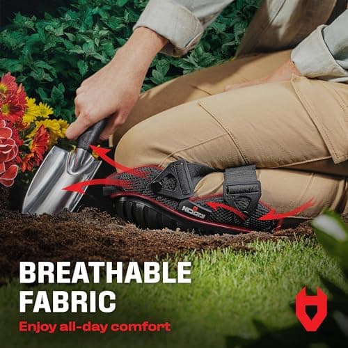 NoCry Professional Gel Knee Pads for Work with Soft Foam and Gel Cushion — Heavy Duty Cap, Reinforced Adjustable Straps, Military-Grade Rivets and Built-in Hang Loops — Perfect for Construction