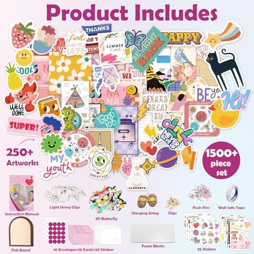 EggSun Light-Up Wall Collage Kit for Teen & Tween Girls 1000+ DIY Craft Pieces for Creative Illuminated Bedroom Art, Birthday and Room Decor Gift, Ages 11, 12,13, 14, 15, 16