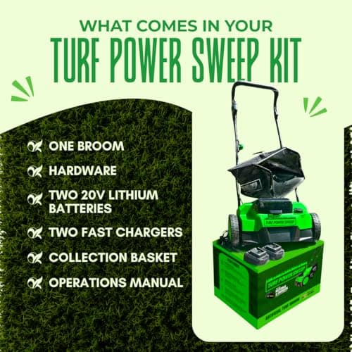 Turf Power Sweep by Turf Product Solutions - Cordless Battery Powered Artificial Grass Power Sweeper