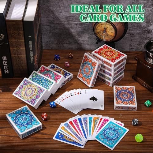 Zubebe 24 Pack Decks of Nertz Card Game Bulk Standard Playing Cards Mandalas Theme Playing Card Multiplayer Solitaire Cards Compatible with Poker, Blackjack, Rummy, Go Fish, Bridge (6 Colors)