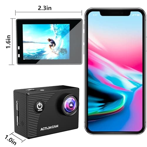 Xilecam Action Camera 1080P 30fps Sports Camera 40m/131ft Underwater Waterproof with 2 Batteries and Multi-Function Accessory