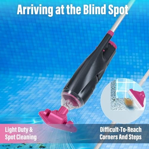 Rechargeable Handheld Hot Tub Spa Pool Vacuum, Cordless & Waterproof IPX8, 60-Min Runtime, 2 Brush Heads, Spot Cleaner for Spas & Small Pools up to 20ft (Dyson-Style Gray)