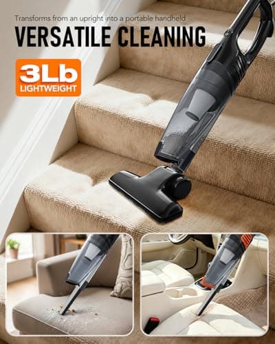 Avvnee Corded Stick Vacuum Cleaner – 15000Pa Strong Suction 600W Motor, Ultra-Light 3 lbs Design for Pet Hair, Hard Floors & Low-Pile Rugs | Includes Crevice Tool, 1L Dust Cup, 16.7ft Cord (Black)