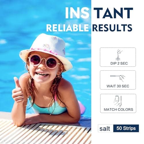 Saltwater Pool Test Strips, 0-8000 ppm, Salt Test Strips Kit for Sodium Chloride Swimming Pool and Spa Test Strips-Quick and Accurate Results