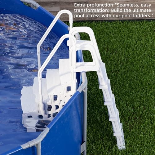 Pool Ladder, 5-Step Pool Stairs with Double Handrails and Non-Slip Steps for 47“-54” Above Ground and In-Ground Pools, White