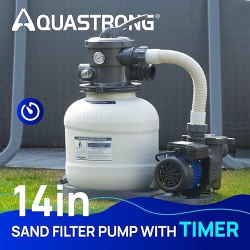 AQUASTRONG Sand Filter Pump for Above Ground Pool, Pool Pumps Above Ground,Pool Sand Filter with 6-Way Valve,Improved Circulation and Filtration, 14in, 2/3 HP 3000 GPH with Timer