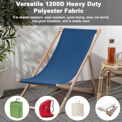 Thickened Waterproof Canvas Fabric by The Yard, 1200D 58" W Outdoor Upholstery Material Heavy Duty Fabric Water Resistant Sewing Material for Chair Patio Cushion Purse Bag, 1 Yard Ocean Blue