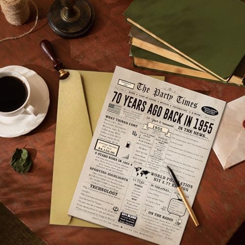 Ziwenhu Funny 70th Birthday Gifts for Women Men,Jumbo 70 Year Old Birthday Greeting Card for Mom Dad Grandma Grandpa,Vintage 70th Birthday Decorations for Her Him