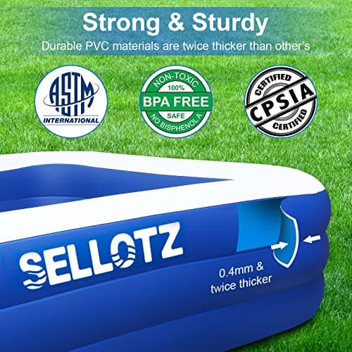 Inflatable Pool for Kids and Adults, 120" X 72" X 22" Oversized Thickened Family Swimming Pool for Toddlers, Outdoor, Garden, Backyard, Summer Water Party