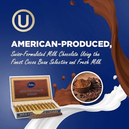 Madelaine Solid Premium Milk Chocolate Cigar Gift Box - Made with Fresh Milk, Cocoa Bean & Swiss-Formulated Chocolate - Ideal for Father's Day - 24 Count Individually Wrapped in an Elegant Hard Box