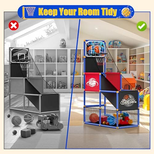 Kids Arcade Basketball Hoop Indoor Outdoor Single Shot Basketball Game for Toddler,Carnival Games Sport Gifts for Boys Girls Ages 3-8 Years Old,Ideal for Competition