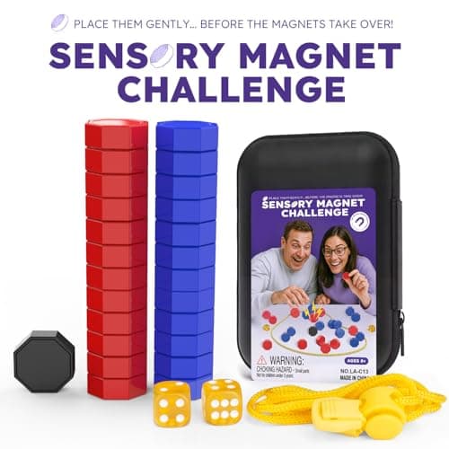 Magnetic Chess Game with Dice, 24 Stones & Black Troublemaker, Updated Family Board Games, Magnet Game with String,Magnetic Stones for Party, Travel & Camping, 2-4 Player Games for Kids & Adults