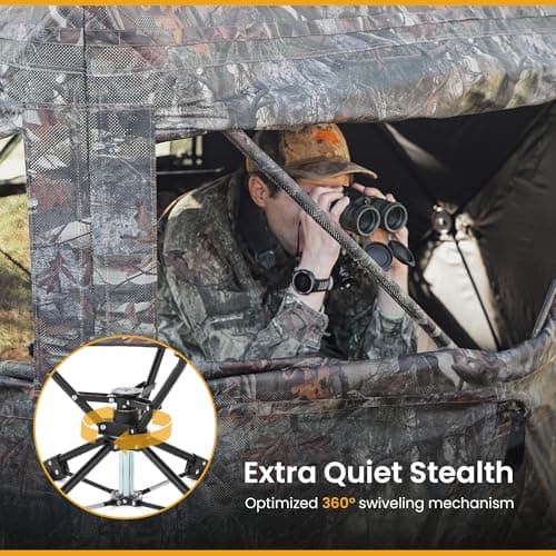 ARROWHEAD OUTDOOR 360° Degree Swivel Hunting Chair Stool Seat, Perfect for Blinds, No Sink Feet, Supports up to 450lbs, Carrying Case, Steel Frame, Fishing, High-Grade 600D Canvas