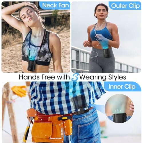 Heelkl 2026 AI Portable Fan Rechargeable, 4-Speed Strong Airflow, Personal Waist Fan with up to 25H of Working Time, Hands-Free Hanging Neck Fan, Wearable Belt Fan for Camping, Outdoor, Jobsite B0CZ3QR58B
