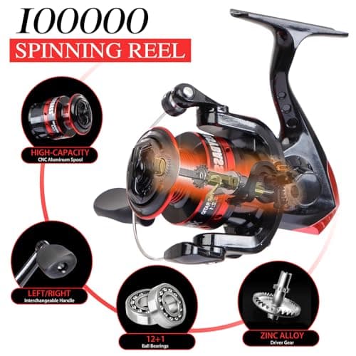 I00000 Fishing Rod and Reel Combos with Fiberglass Telescopic Fishing Pole - Spinning Reel Fishing Carrier Bag, Freshwater and Saltwater Fishing Rod Kit,Travel Fishing Kit for Bass Trout