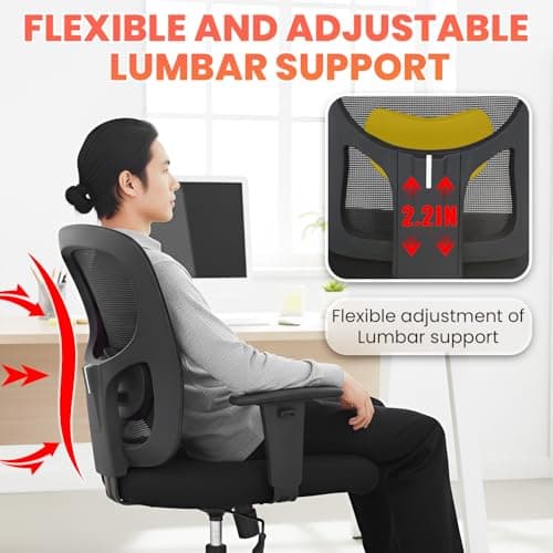 BestOffice Big and Tall Office Chair 500lbs Desk Chair Mesh Computer Chair with Lumbar Support Wide Seat High Back