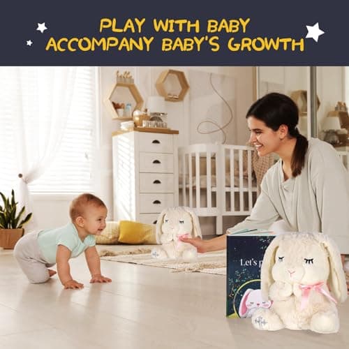 Baptism Gifts for Girls, Baby Dedication Gift, Christening Gifts for Baby Girls, Baptism Gifts Set Include 7'' Plush Bunny and Let's Pray Book in Keepsake Box.