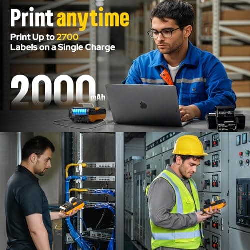 Makeid EP53 Portable Industrial Label Maker, 2" Print Head Bluetooth Label Printer, Mobile APP & PC Editor Compatible, 2000mAh Li-ion Battery, Come with 1" H x 2" W Label for Job Sites