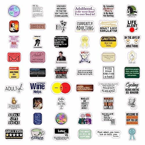 100Pcs Funny Adulting Stickers, Adulting is Hard Stickers, Funny Decals for Adults, Adult Reward Decals, Gifts for Women & Men B0C1S6BL2N