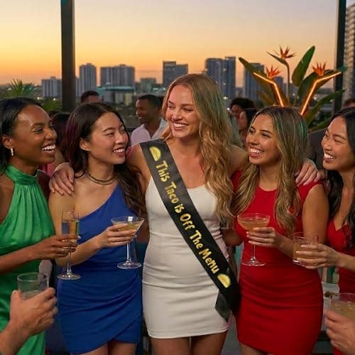 Decorations for Her or Him | Bridal Shower Favors | Hen Do | Accessories | One Size Fits All | Non-Shedding | Photo Prop Bachelorette Party Sash Funny Naughty Bride Satin Glitter Black and Gold B0FDVM2HKB