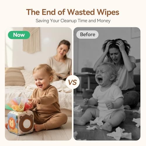 Youuys Baby Tissue Box Toy for Babies 6-12 Months, Montessori Sensory Toys for 1 Year Old Boy, Infant Toy with Crinkle Tissues & Fine Motor, for 6 9 12 18 Months Old Kids 1st Birthday B0DB454GQM