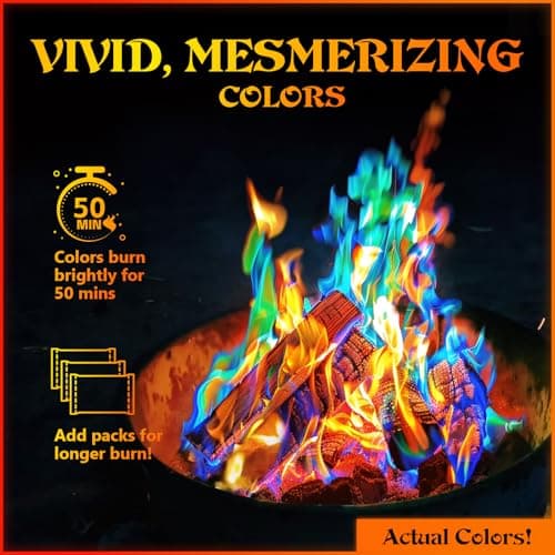 MEKER Fire Color Changing Packets - Fire Pit, Campfires, Outdoor Fireplaces, Bonfire - Magic Colorful Changing Fire - Perfect Fire Camping Accessories for Kids & Adults (12 Pack) B0C9THKCWY