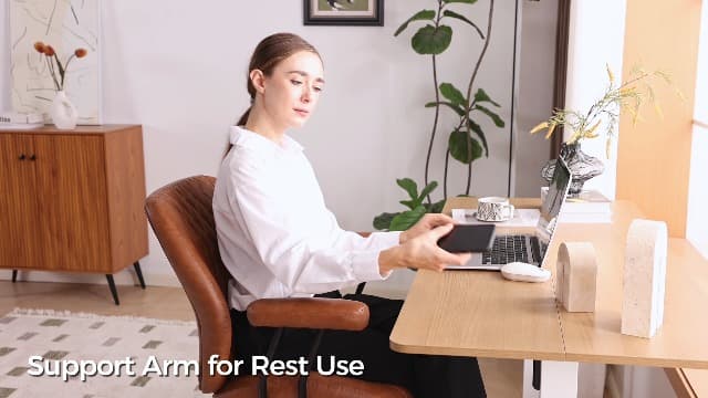 YFO Home Office Desk Chair Office Rubber Casters Ergonomic Computer Chair with Lumbar Support Adjustable Height Rolling Swivel Executive Task Armrests Chair, Brown Leather