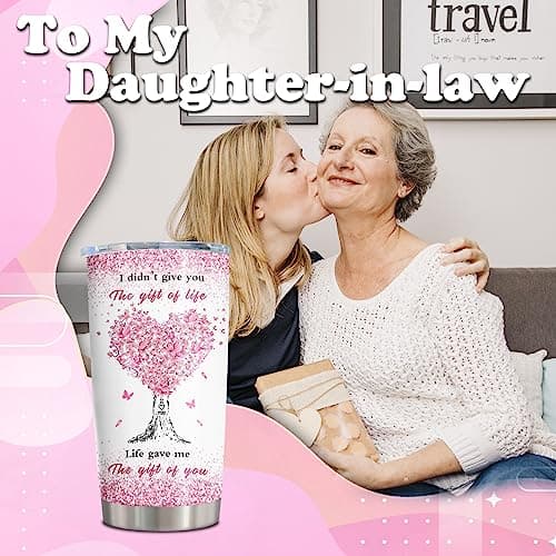 ZANIION Daughter In Law Gift Tumbler 20oz 1PC, Thoughtful Gifts Ideas For Daughter-In-Law From Mother-In-Law Mug, Best Christmas Mothers Day Weeding Decoration Present For Future Son'S Wife Coffee Cup