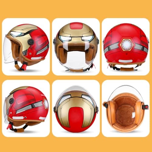 Youth & Kids Gift Retro Electric Motorcycle 3/4 Half Helmet,Toddler Cute 3/4 Open Face Motorcycle Half Helmet,DOT Approved,Boys Girls Go-Kart Dirt-Bike Street Scooter Vespa ATV Helmet