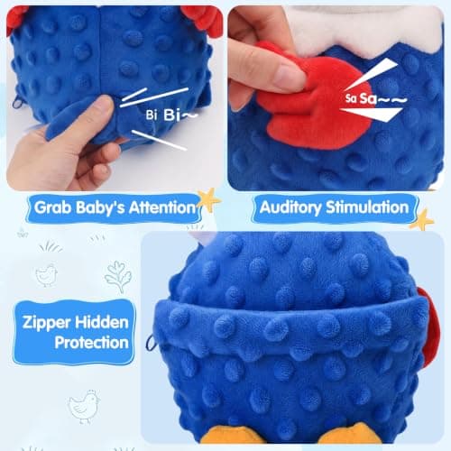 Baby Crawling Toys 40 Songs, USB Rechargeable Moving Toy for Tummy Time, Sensory Play & Baby Shower & 1 Year Old Gifts SAIMAND Baby Toys 12+ Months-Musical Moving Plush Chicken with Voice Replay B0GZ2SP7WS