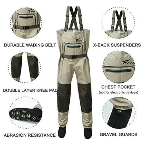 8 Fans Fishing Chest Waders for Men and Women, Waterproof Breathable Stockingfoot Wader -3 Layer Neoprene/Lightweight/Hunting