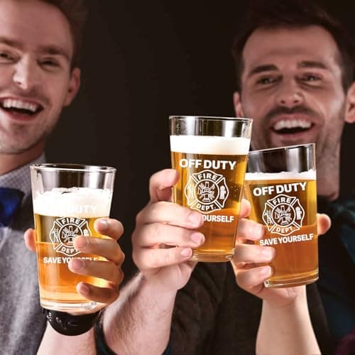 Futtumy Firefighter Gifts For Men, Off Duty Save Yourself Fire Dept Beer Glass, Fireman Gifts for Men, Funny Gift for Fire Fighter Firefighter Fireman for Christmas Retirement Appreciation