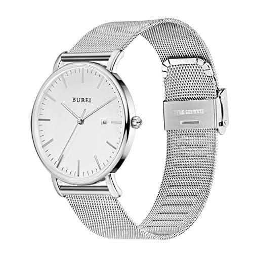 BUREI Men Wrist Watches Fashion Minimalist Analog Quartz Waterproof Watches for Men