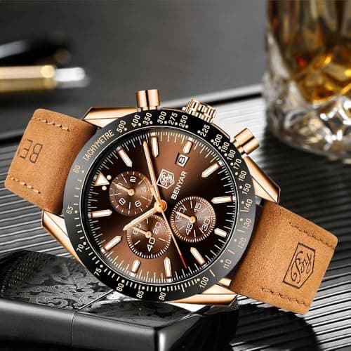 BENYAR BY BENYAR Watch for Men Analog Quartz Chronograph Waterproof Luminous Designer Mens Wrist Watches Business Work Sport Casual Dress Watch with Silicone Strap Elegant Gifts for Men