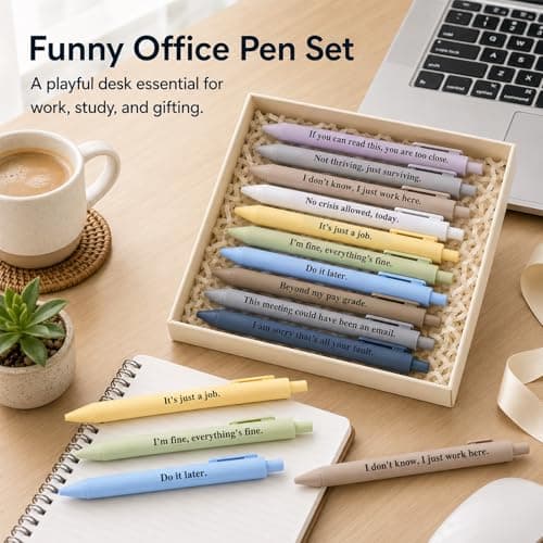 Black Ink Pens with Sayings; Sarcastic Gifts and Funny Office Gifts for Coworkers on Birthdays, at Work or for Appreciation Funny Pens for Adults, 10 Pcs Sarcastic Pens and Coworker Gifts for Work B0GY5CH68Z