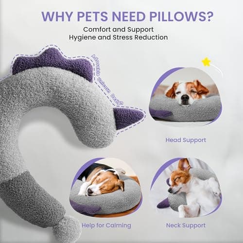 for Better Sleep, Reduces Anxiety, Gift for Small/Medium/Large Dogs and Cats HiPetpy Dog Calming Pillow-Soft Neck Pillow for Dogs, Washable Sleep Pillow B0DSW42LFY