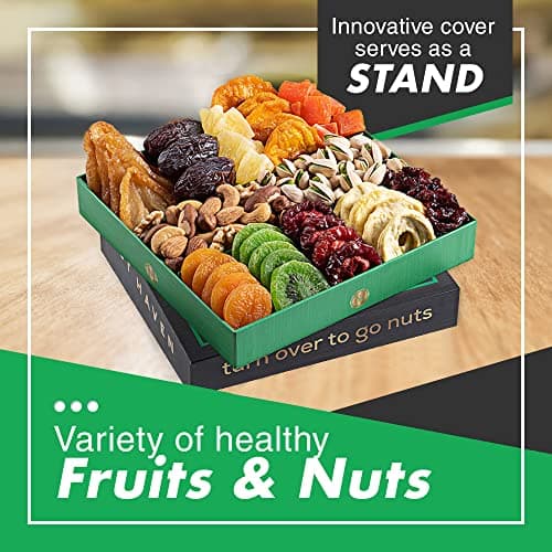 Holiday Christmas Dried Fruit & Nuts Gift Basket - Fresh Dried Fruit & Nuts Gift Basket - Assorted Food Gift Box for Christmas, Holiday, Family, Sympathy, Men & Women.