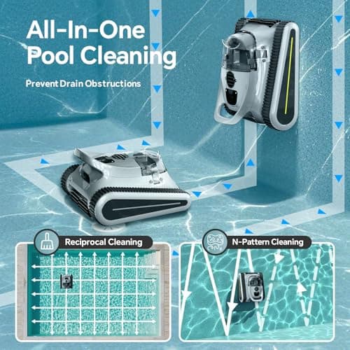 Cordless Robotic Pool Cleaner -Pool Vacuum 180W Brushless Motor, 45,000Pa Suction, Wall Climbing, Sonar Navigation, 3 Modes Automatic Pool Robot for Inground & Above-Ground Pools Up to 2150 Sq. Ft.