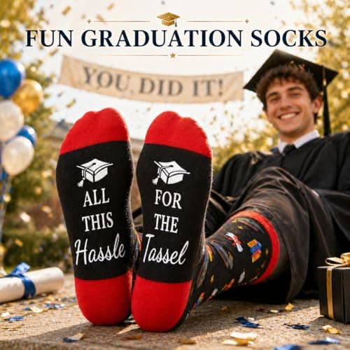 HAPPYPOP Graduation Gifts 2026 – 5-Piece Gift Box with Glass Cup, Bracelet, Keychain, Socks & Congrats Card for Men Him B0GMJJNMZ3