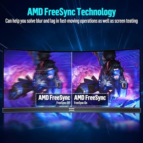 Gawfolk 34 Inch Ultrawide Curved Gaming Monitor, 1500R PC Screen UWQHD 3440x1440, 165hz Curved Computer Screen with FreeSync, Multi-Directional Adjustable Base